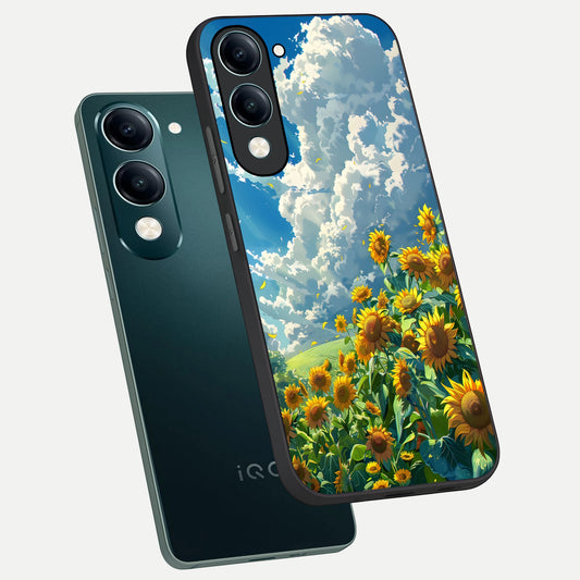  Golden Sun Glory phone case for iQOO Z10 Lite showing premium glass back cover with detailed artwork