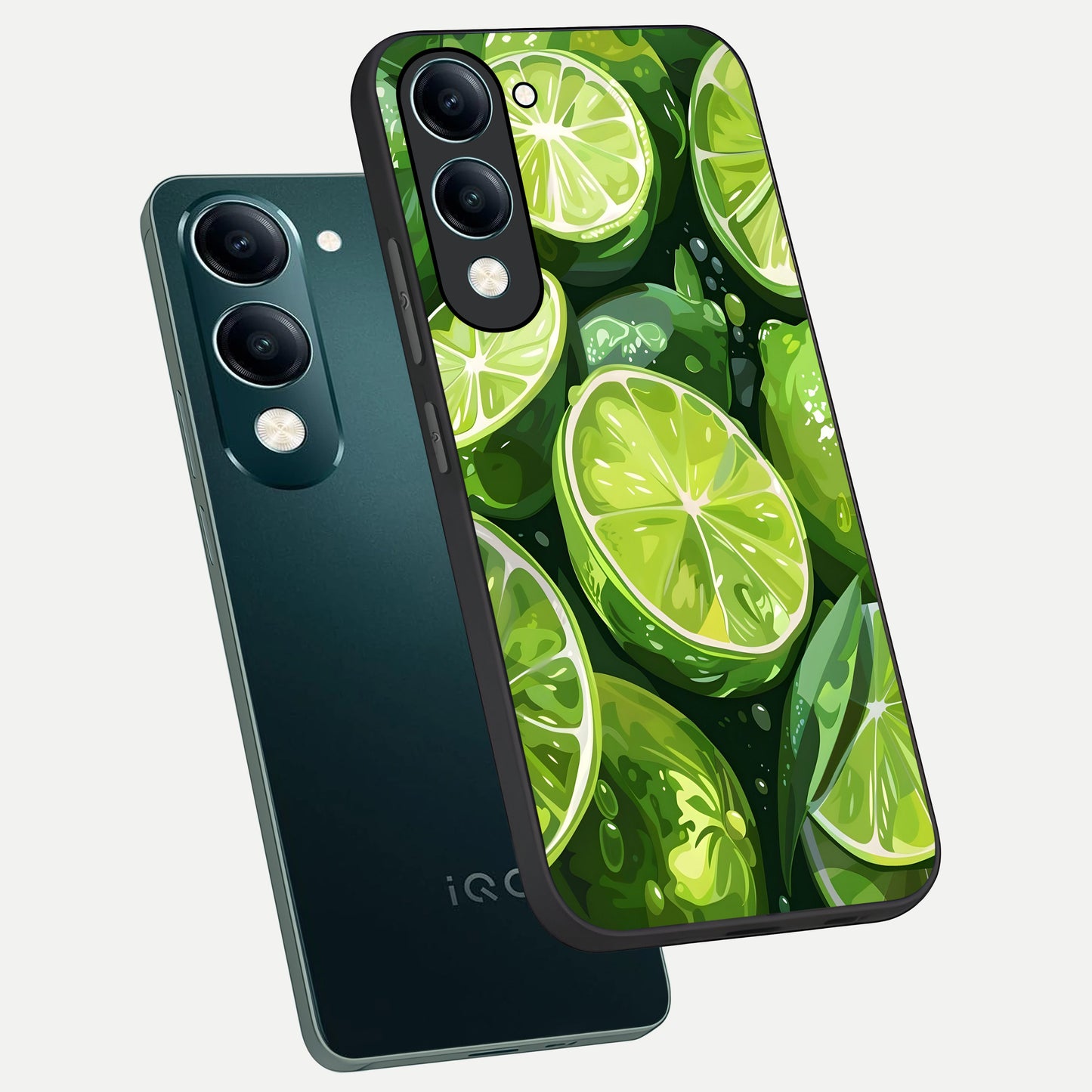 Green Kawasaki phone case for iQOO Z10 lite showing premium glass back cover with detailed artwork