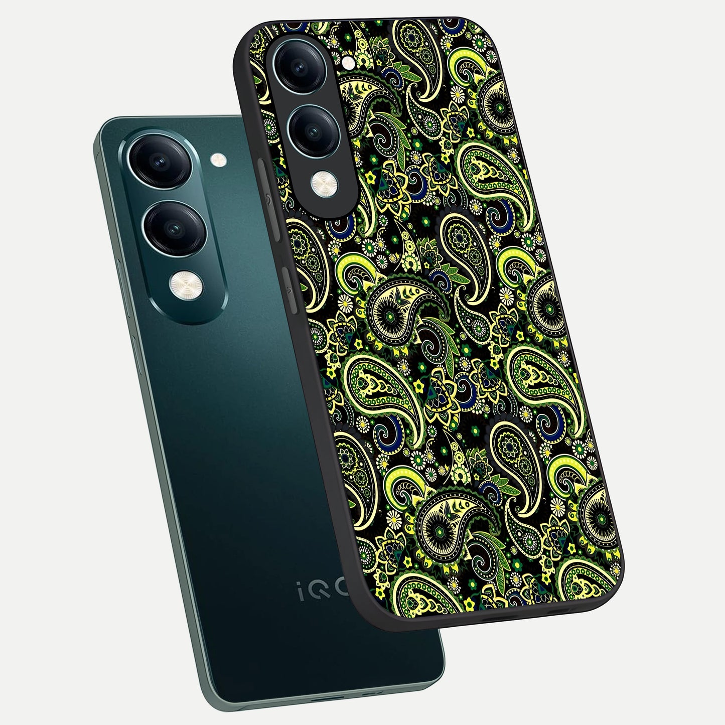  Green Lemon phone case for iQOO Z10 lite showing premium glass back cover with detailed artwork