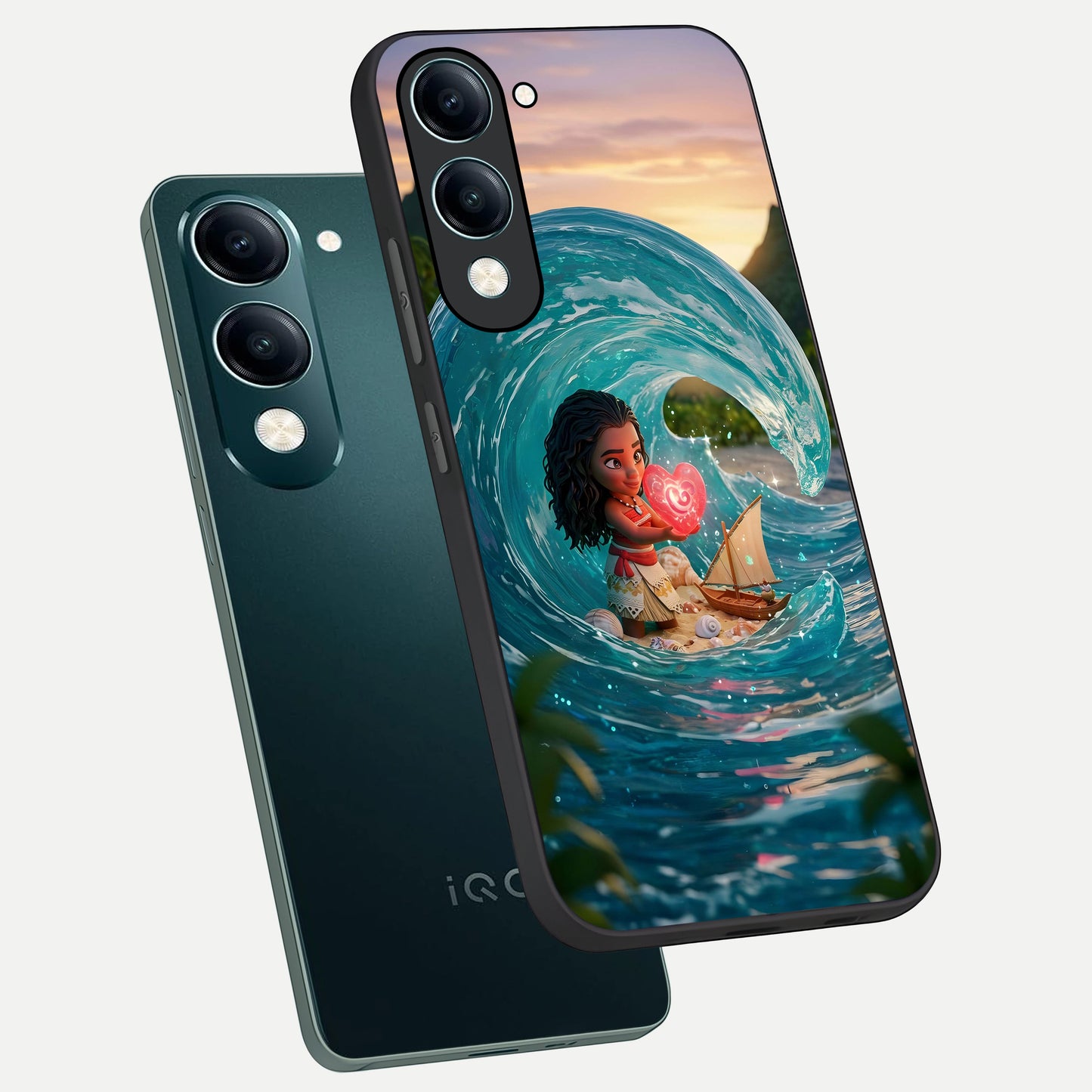  Heart of Ocean phone case for iQOO Z10 Lite showing premium glass back cover with detailed artwork