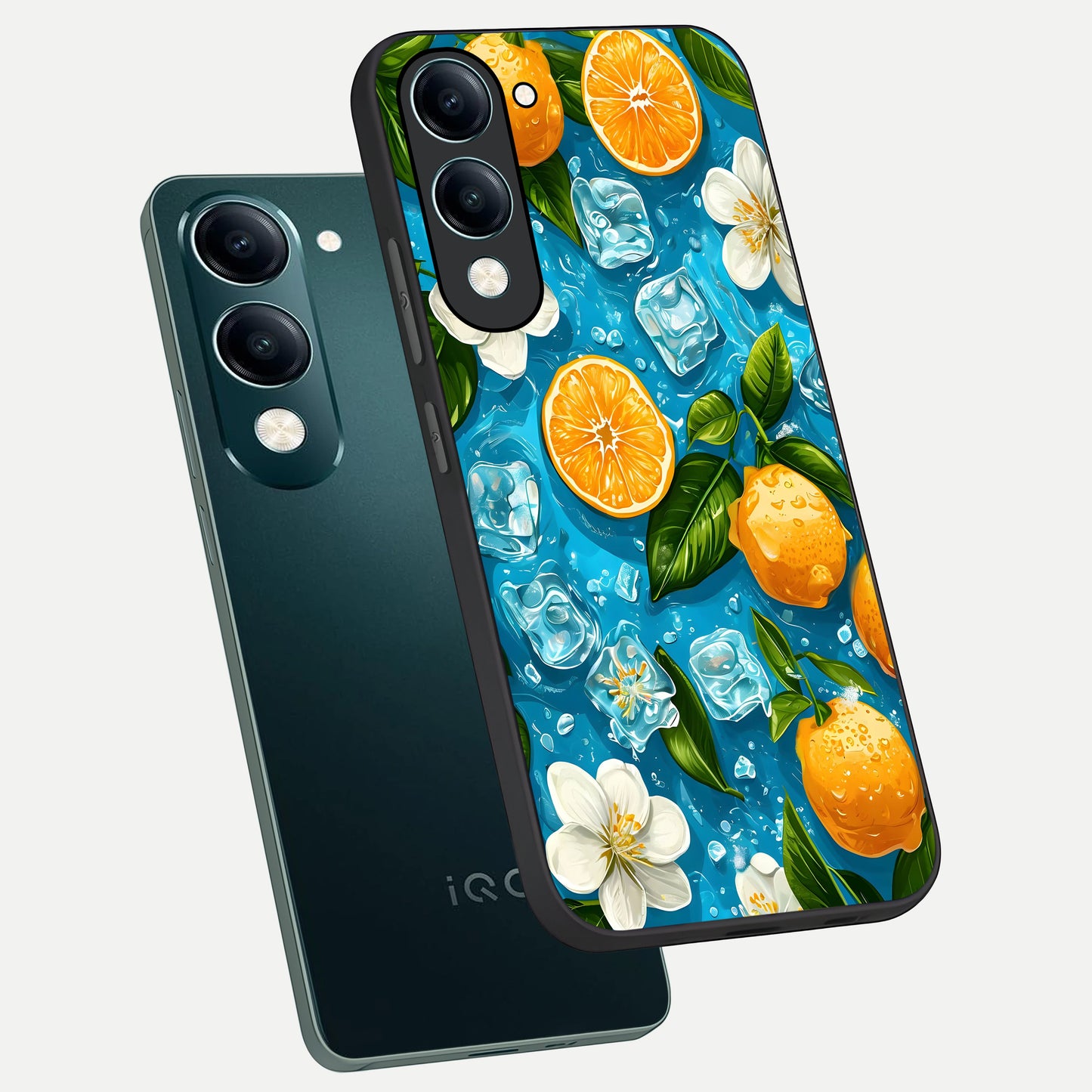  Ice Cube With Orange phone case for iQOO Z10 lite showing premium glass back cover with detailed artwork