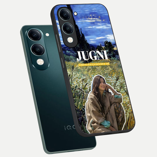  Jugni Soul Vibes phone case for iQOO Z10 Lite showing premium glass back cover with detailed artwork