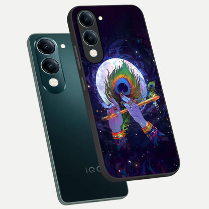  Krishna Hands Art phone case for iQOO Z10 lite showing premium glass back cover with detailed artwork
