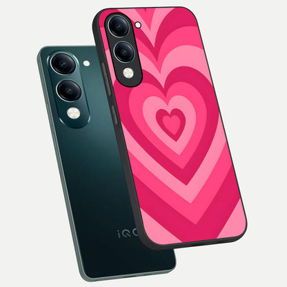  Layered Love Hearts phone case for iQOO Z10 lite showing premium glass back cover with detailed artwork