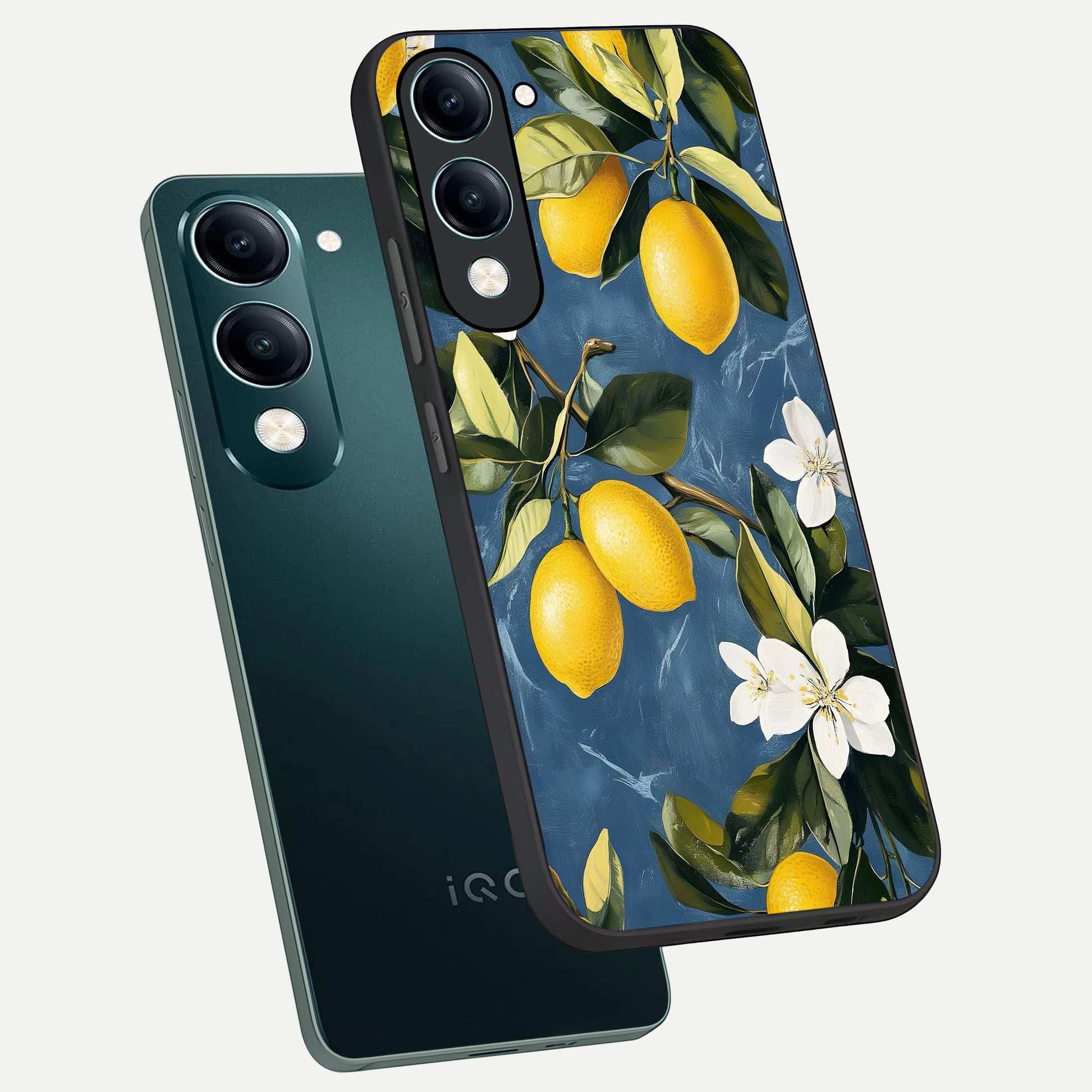  Lemon Dream Garden phone case for iQOO Z10 Lite showing premium glass back cover with detailed artwork
