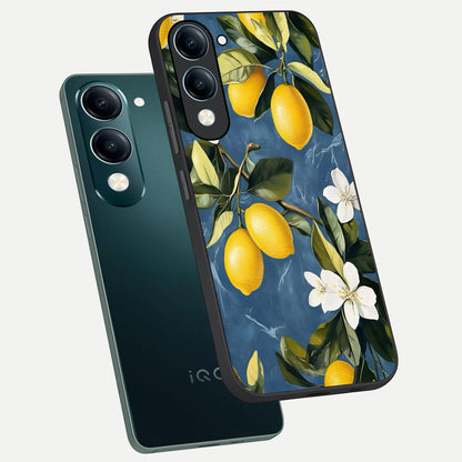  Lemon Dream Garden phone case for iQOO Z10 Lite showing premium glass back cover with detailed artwork