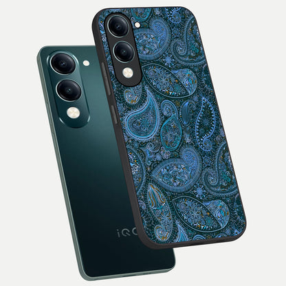  Midnight Paisley Glow phone case for iQOO Z10 Lite showing premium glass back cover with detailed artwork