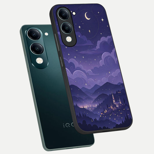  Minimal Night View phone case for iQOO Z10 lite showing premium glass back cover with detailed artwork