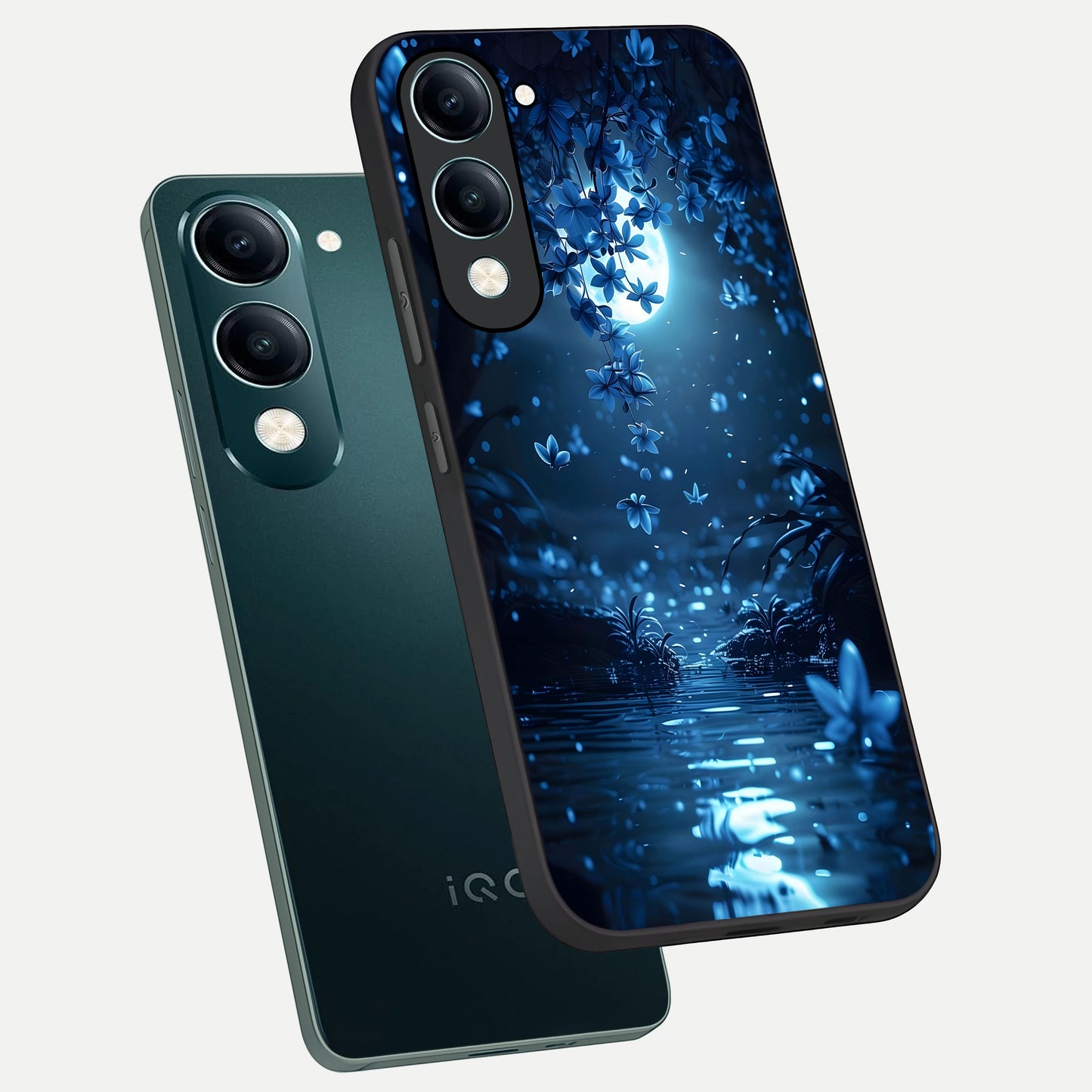  Moonlight Petal Dream phone case for iQOO Z10 Lite showing premium glass back cover with detailed artwork