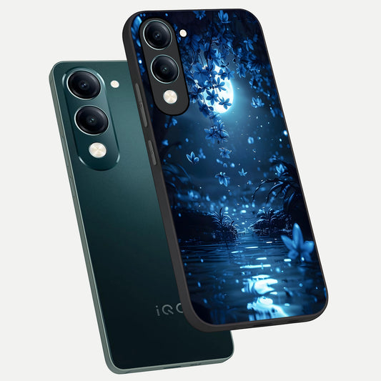  Moonlight Petal Dream phone case for iQOO Z10 Lite showing premium glass back cover with detailed artwork