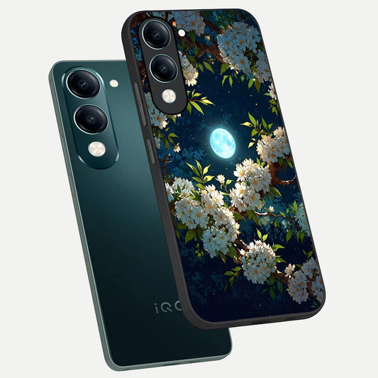  Moonlit Blossom Dream phone case for iQOO Z10 Lite showing premium glass back cover with detailed artwork