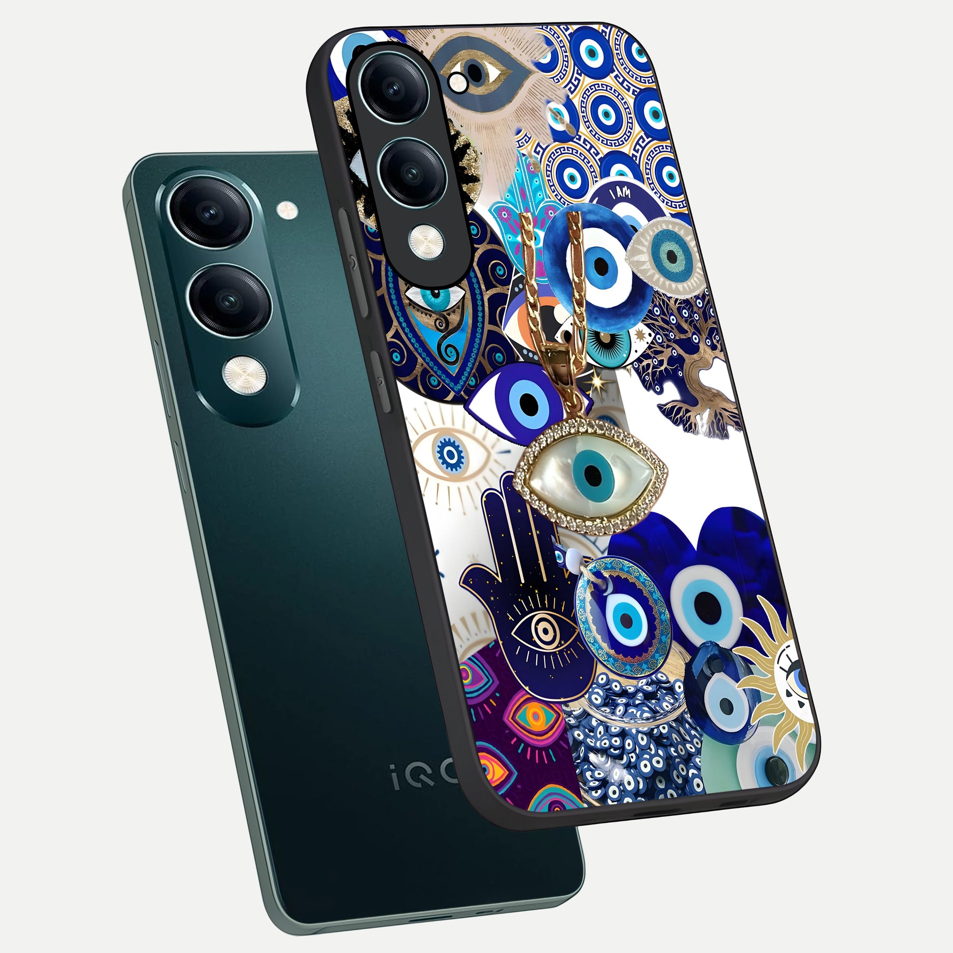  Mystic Charm Eye phone case for iQOO Z10 Lite showing premium glass back cover with detailed artwork