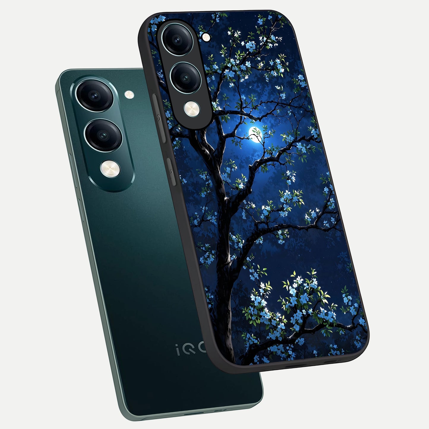  Mystic Floral Night phone case for iQOO Z10 Lite showing premium glass back cover with detailed artwork