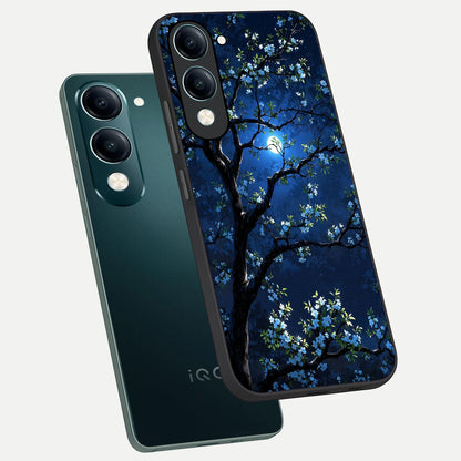  Mystic Floral Night phone case for iQOO Z10 Lite showing premium glass back cover with detailed artwork