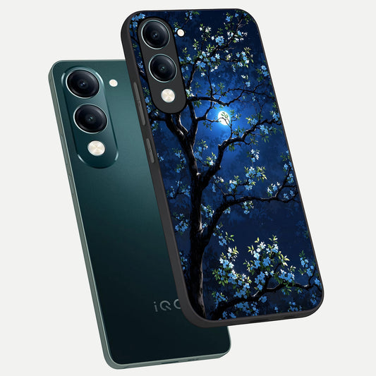  Mystic Floral Night phone case for iQOO Z10 Lite showing premium glass back cover with detailed artwork