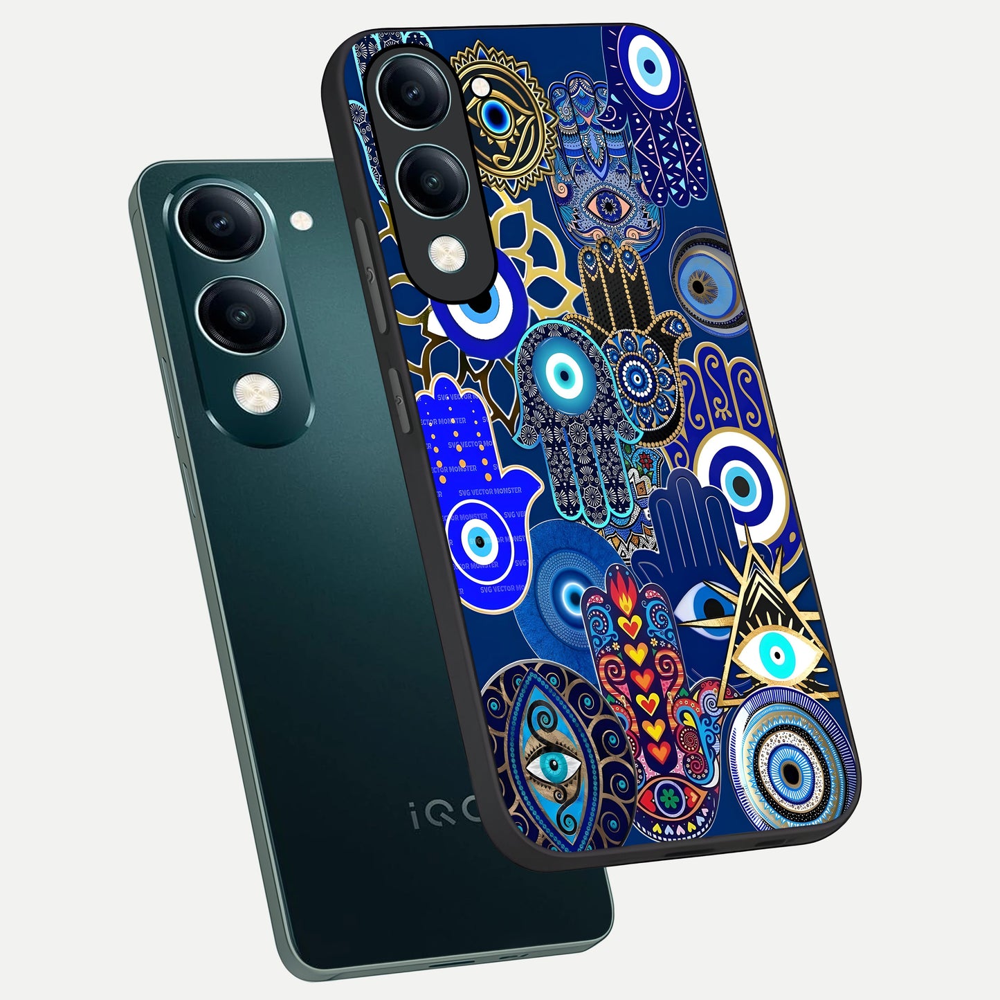  Mystic Palm Guard phone case for iQOO Z10 Lite showing premium glass back cover with detailed artwork