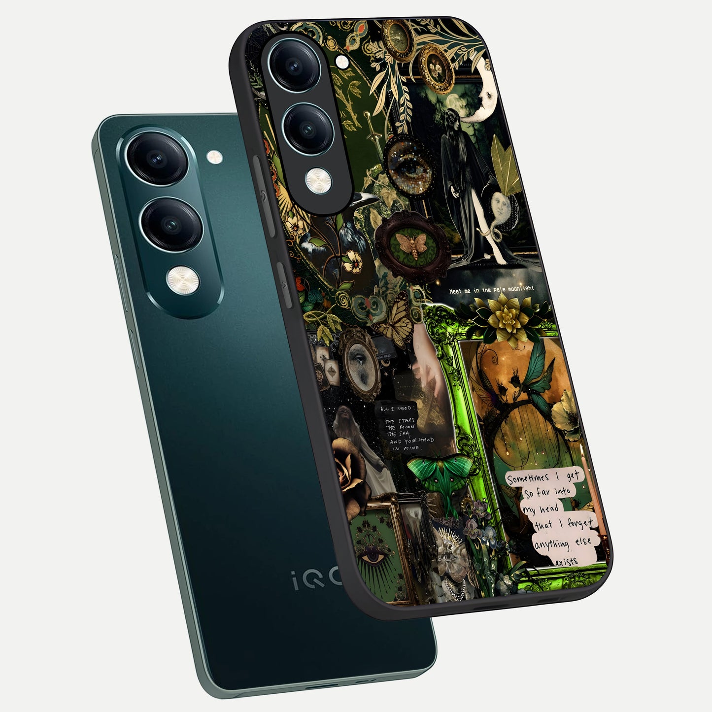  Mystic Woods Secret phone case for iQOO Z10 lite showing premium glass back cover with detailed artwork