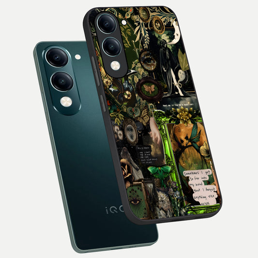  Mystic Woods Secret phone case for iQOO Z10 lite showing premium glass back cover with detailed artwork