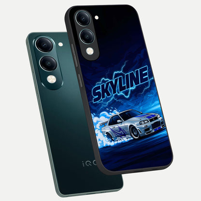  Neon Drift Beast phone case for iQOO Z10 lite showing premium glass back cover with detailed artwork
