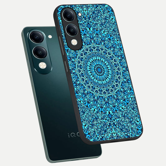  Ocean Bloom Mandala phone case for iQOO Z10 lite showing premium glass back cover with detailed artwork