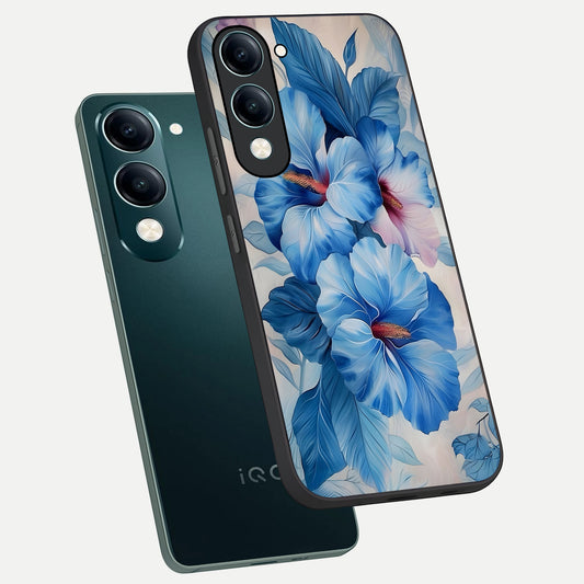  Ocean Hibiscus Grace phone case for iQOO Z10 Lite showing premium glass back cover with detailed artwork