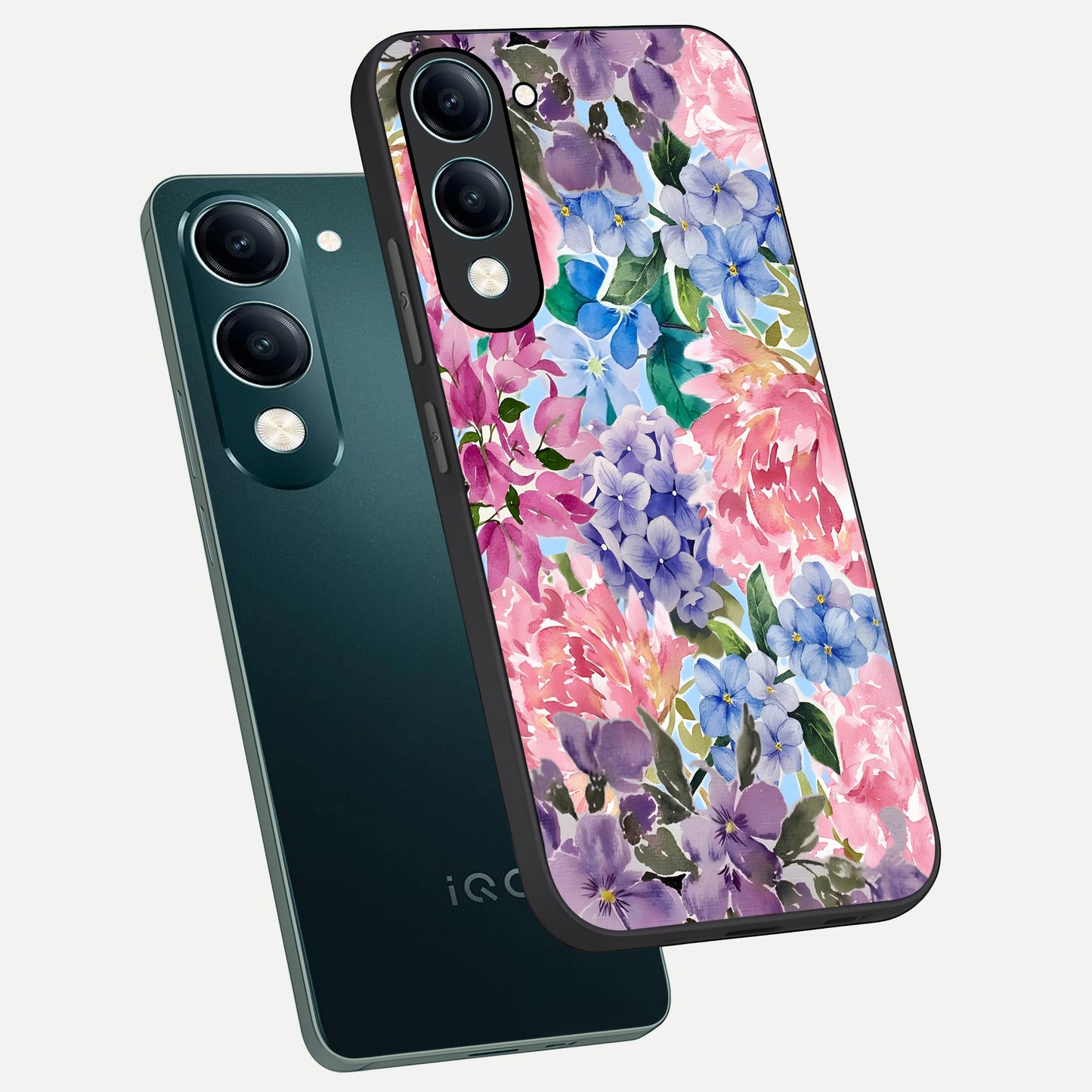  Pastel Floral Mix phone case for iQOO Z10 Lite showing premium glass back cover with detailed artwork