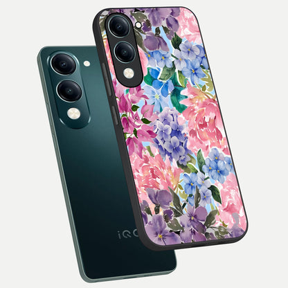  Pastel Floral Mix phone case for iQOO Z10 Lite showing premium glass back cover with detailed artwork