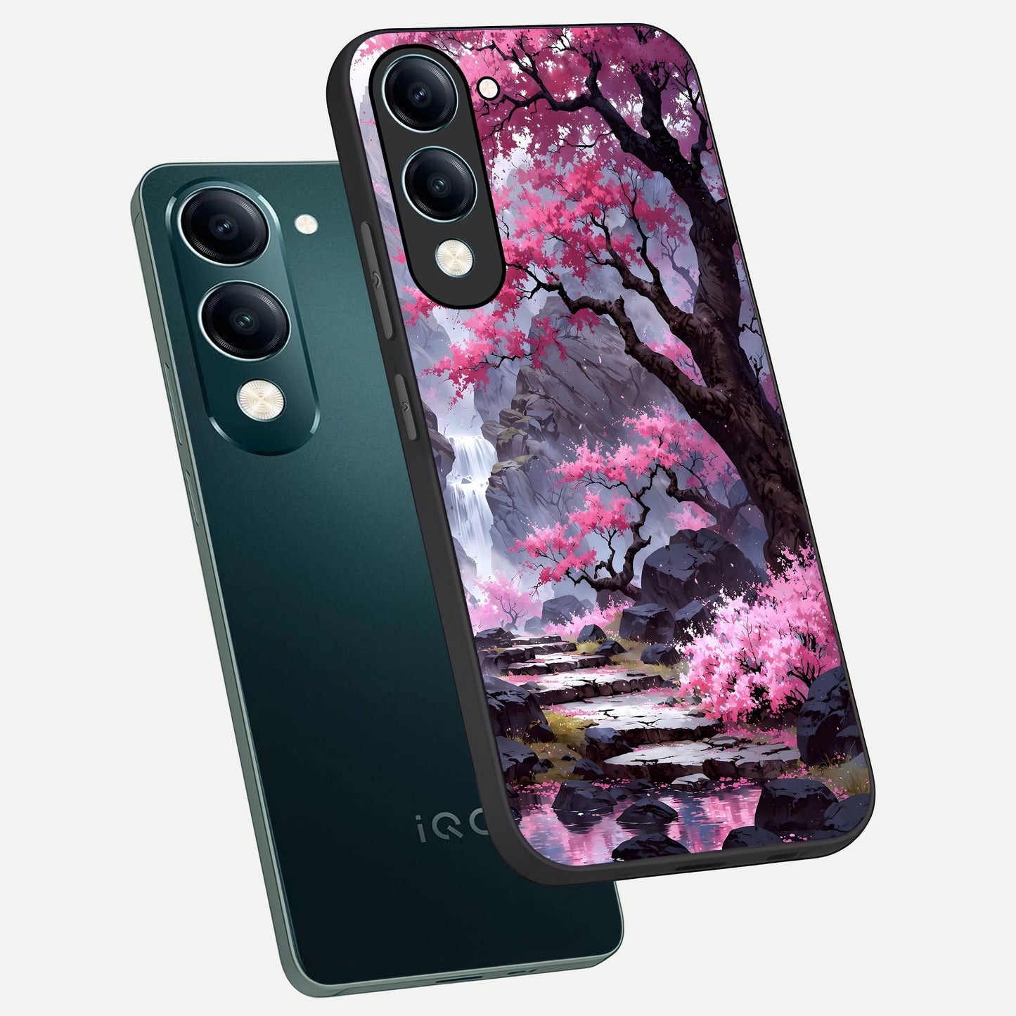  Pink Sunflower Glow phone case for iQOO Z10 Lite showing premium glass back cover with detailed artwork