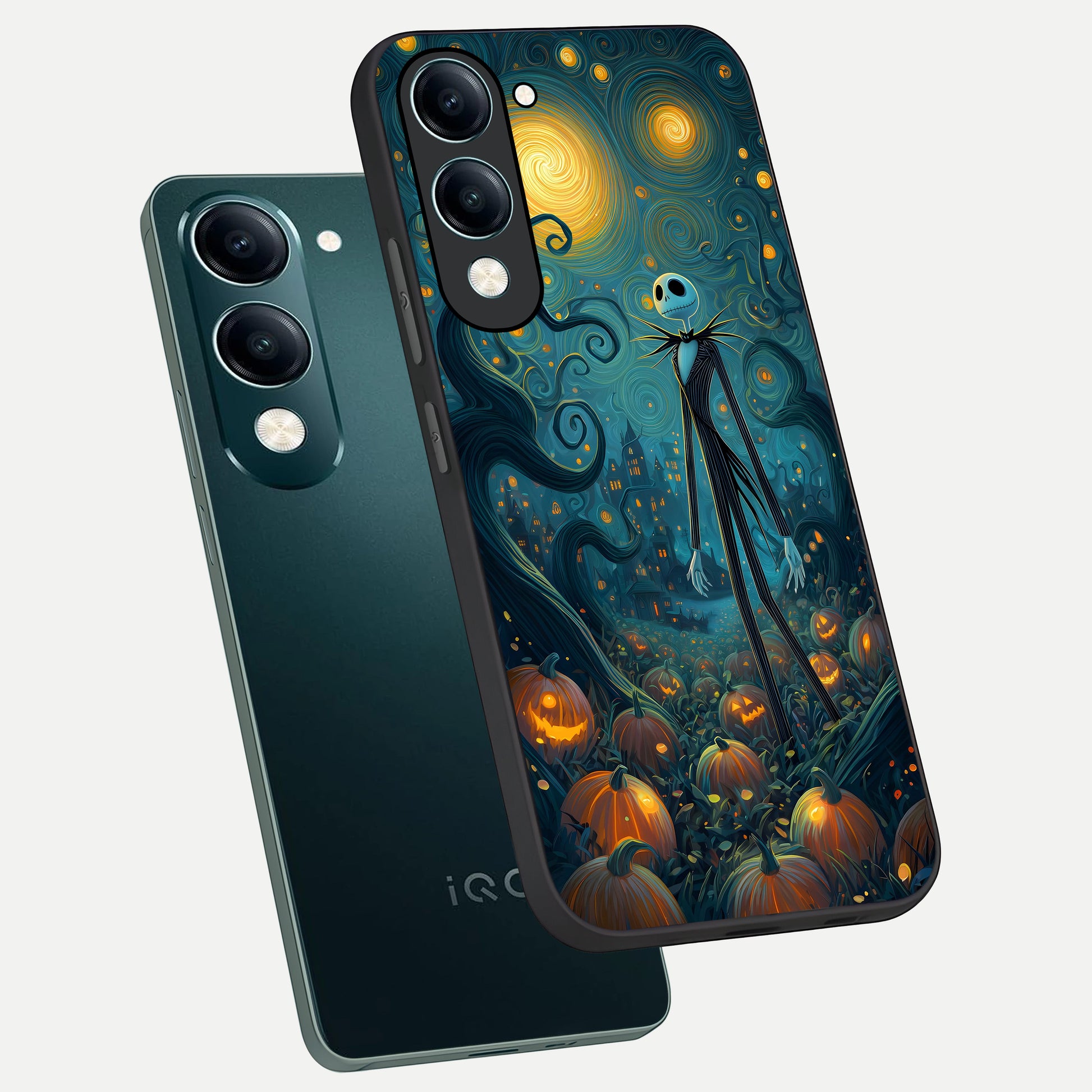  Pumpkin Moonlight Tale phone case for iQOO Z10 lite showing premium glass back cover with detailed artwork