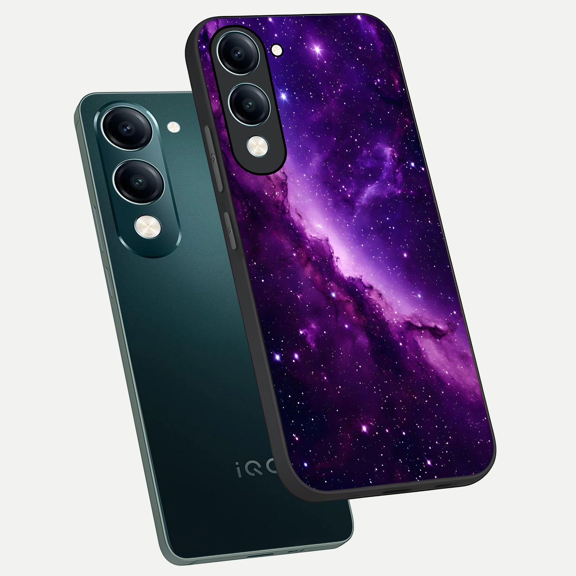  Purple Shade Sky phone case for iQOO Z10 lite showing premium glass back cover with detailed artwork