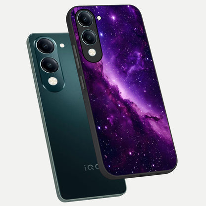  Purple Shade Sky phone case for iQOO Z10 lite showing premium glass back cover with detailed artwork