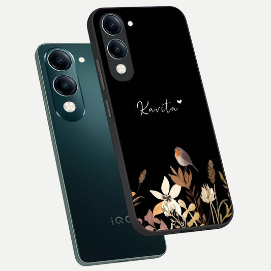  Quiet Garden Tune Custom Name phone case for iQOO Z10 Lite showing premium glass back cover with detailed artwork