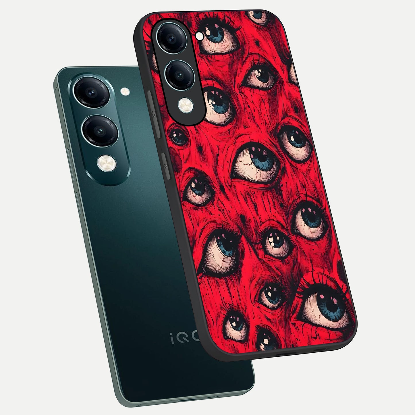 Red Eyes Pattern phone case for iQOO Z10 lite showing premium glass back cover with detailed artwork