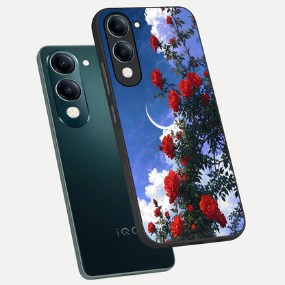  Rose Drift Flowers phone case for iQOO Z10 Lite showing premium glass back cover with detailed artwork