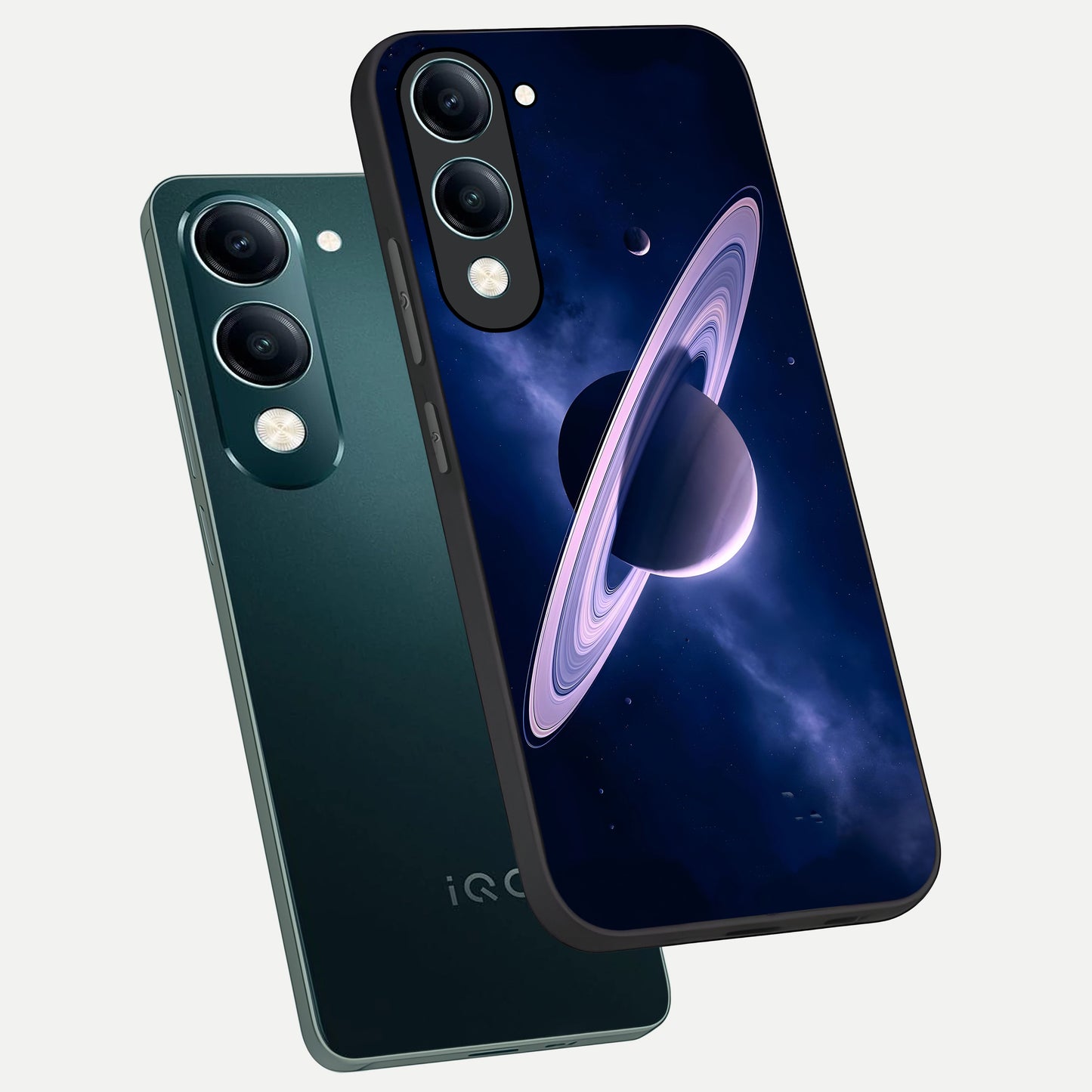  Saturn Ring Mystique phone case for iQOO Z10 lite showing premium glass back cover with detailed artwork