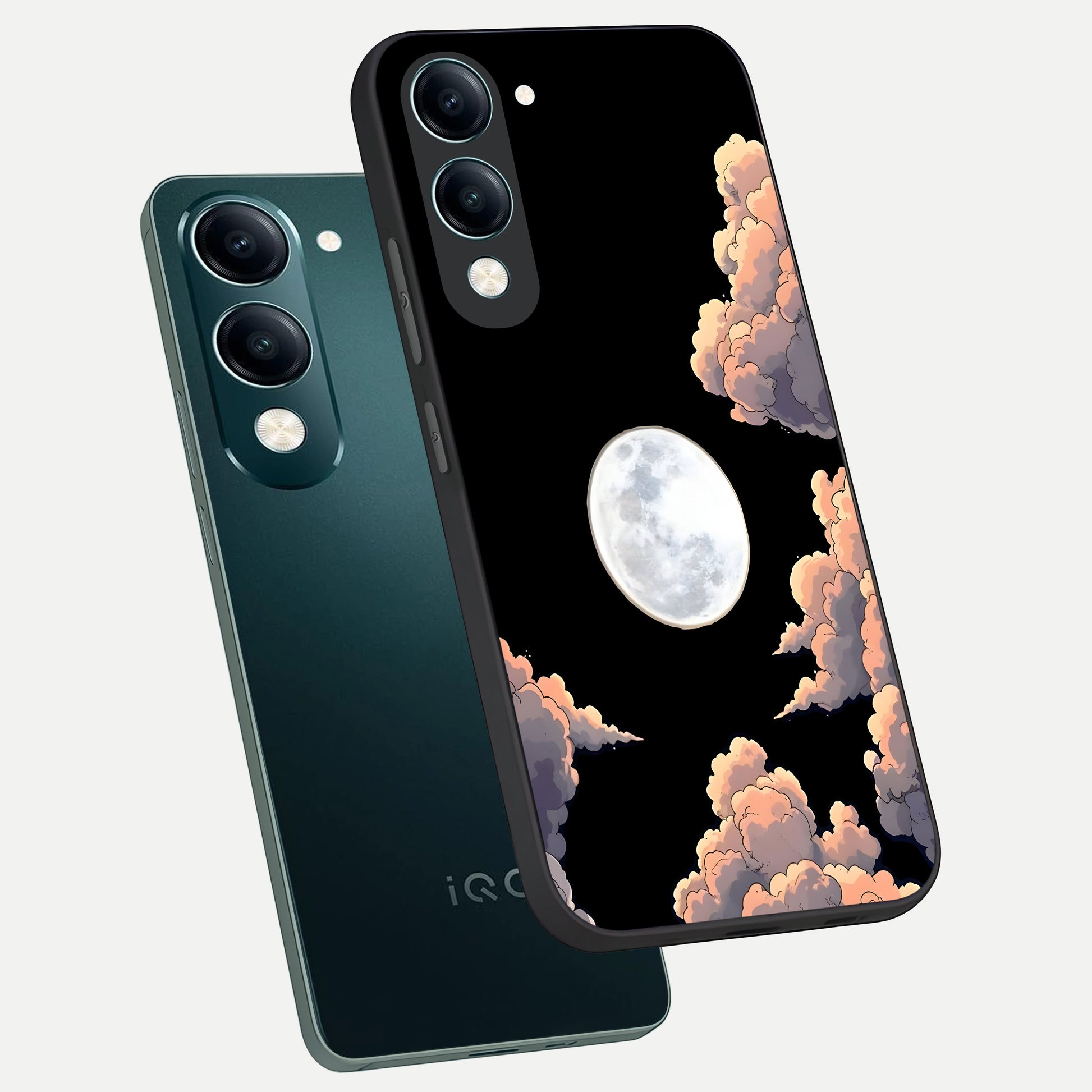  Shade Cloud Moon phone case for iQOO Z10 Lite showing premium glass back cover with detailed artwork