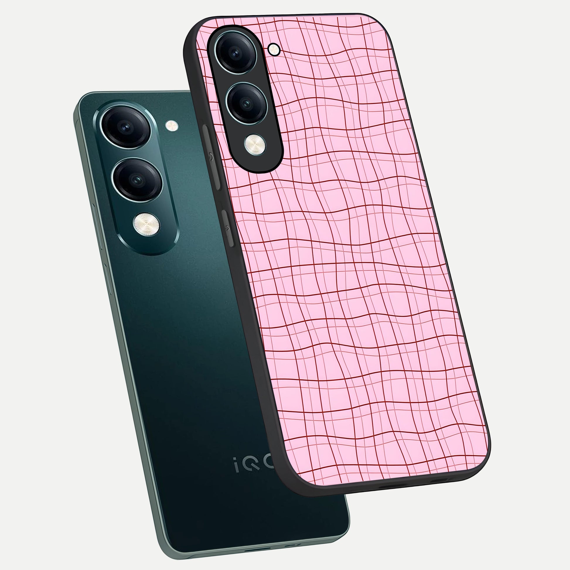  Soft Grid Bliss phone case for iQOO Z10 lite showing premium glass back cover with detailed artwork