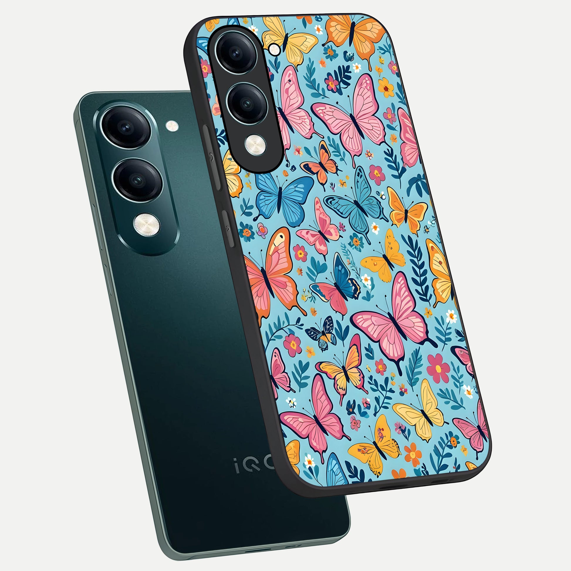  Spring Wing Garden phone case for iQOO Z10 Lite showing premium glass back cover with detailed artwork