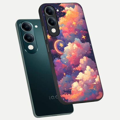  Starlit Dream Clouds phone case for iQOO Z10 Lite showing premium glass back cover with detailed artwork