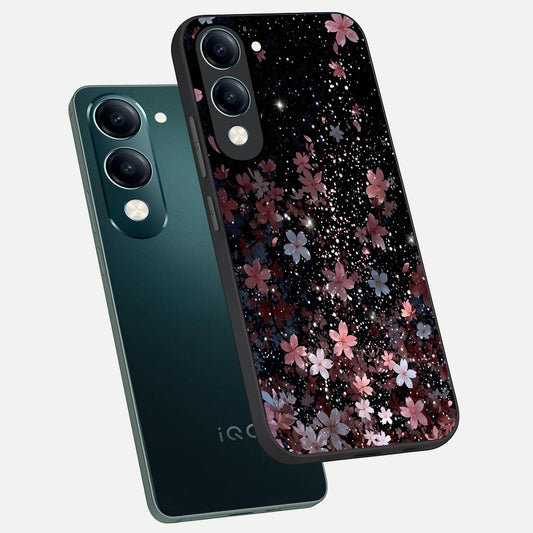  Starlit Flower Dreams phone case for iQOO Z10 lite showing premium glass back cover with detailed artwork