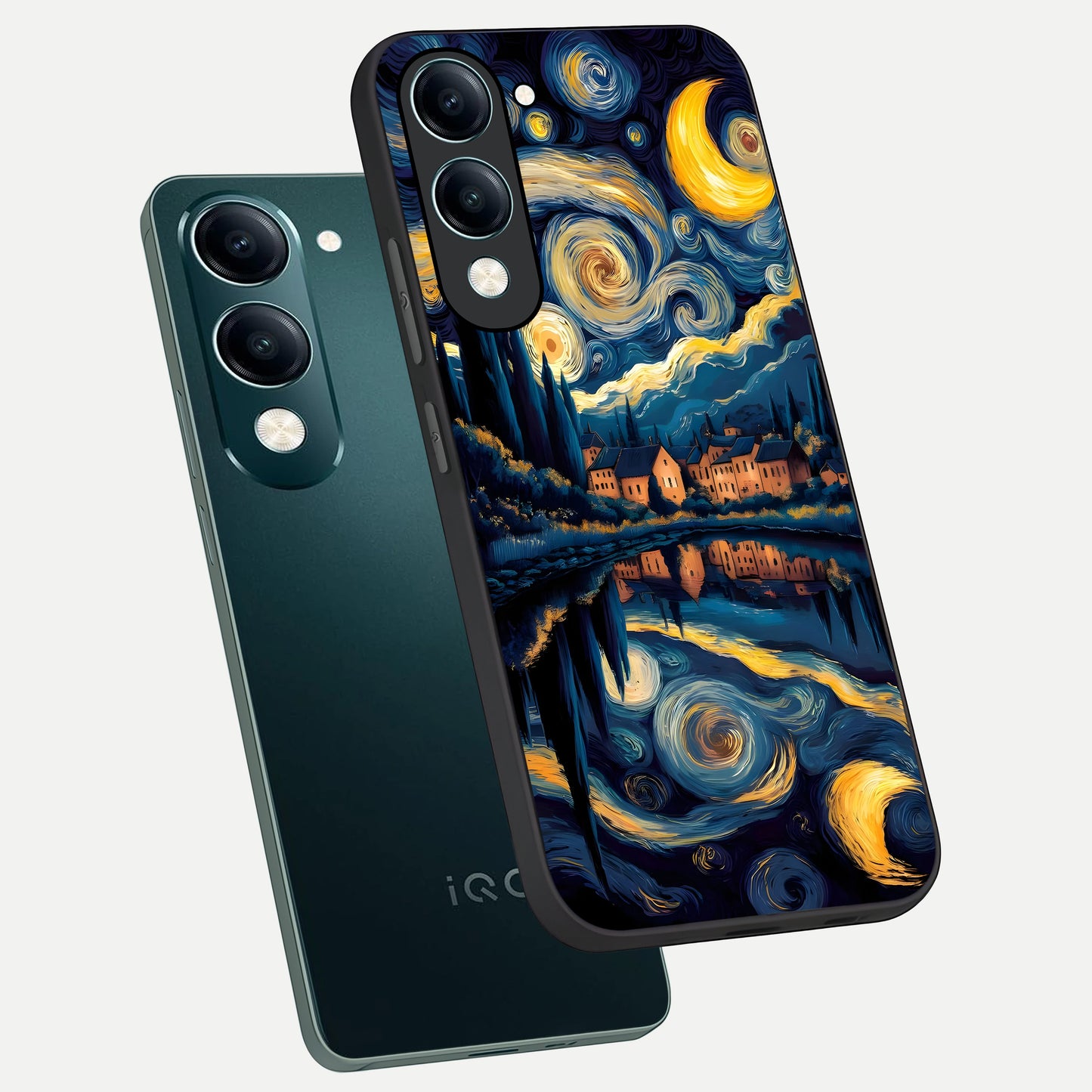  Starry Sky Serenity phone case for iQOO Z10 Lite showing premium glass back cover with detailed artwork