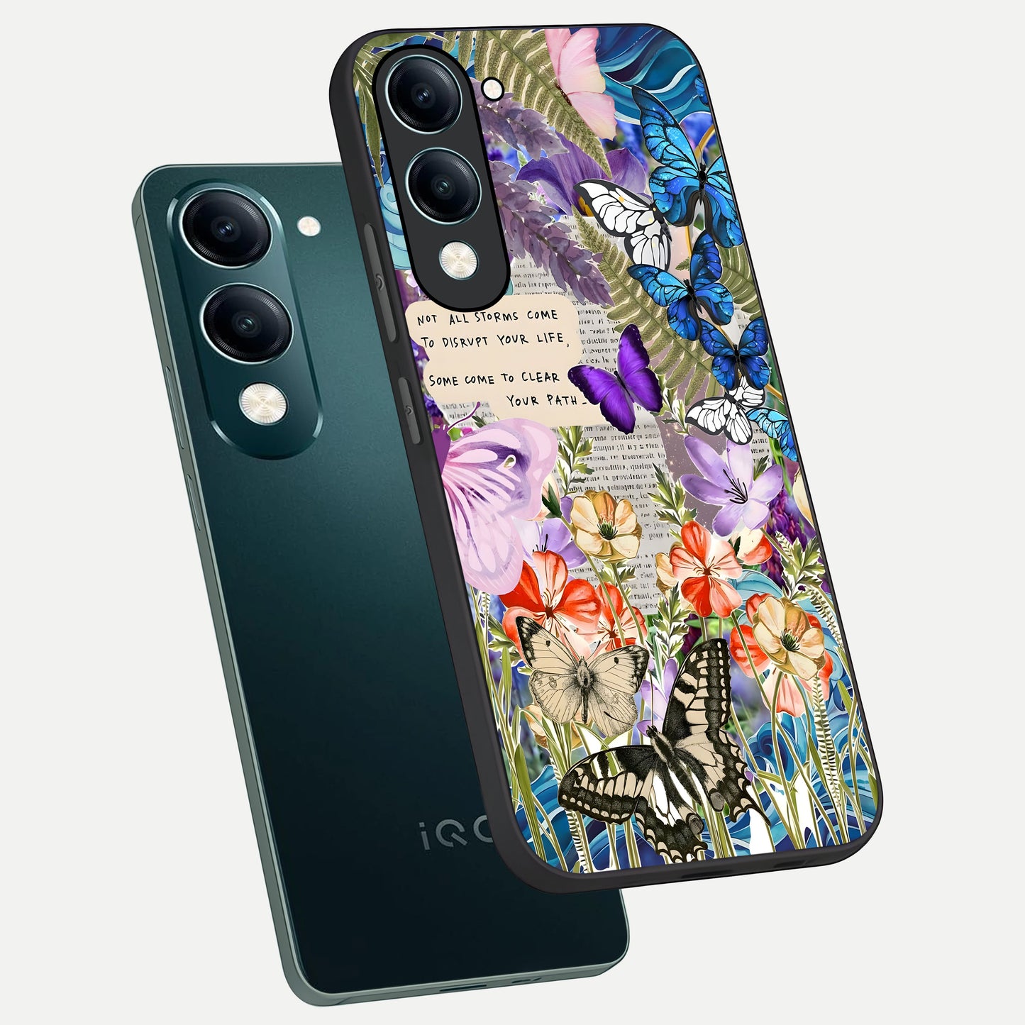  Storm Path Bloom phone case for iQOO Z10 lite showing premium glass back cover with detailed artwork