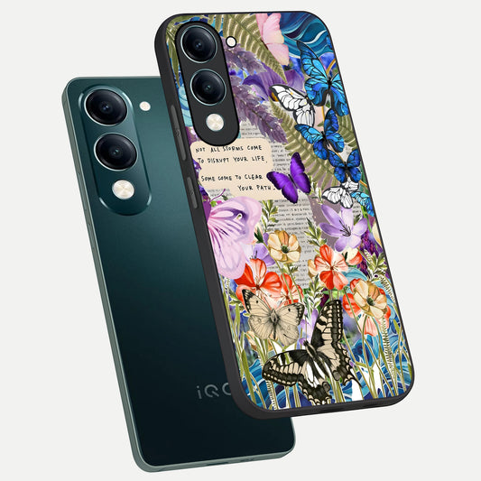  Storm Path Bloom phone case for iQOO Z10 lite showing premium glass back cover with detailed artwork