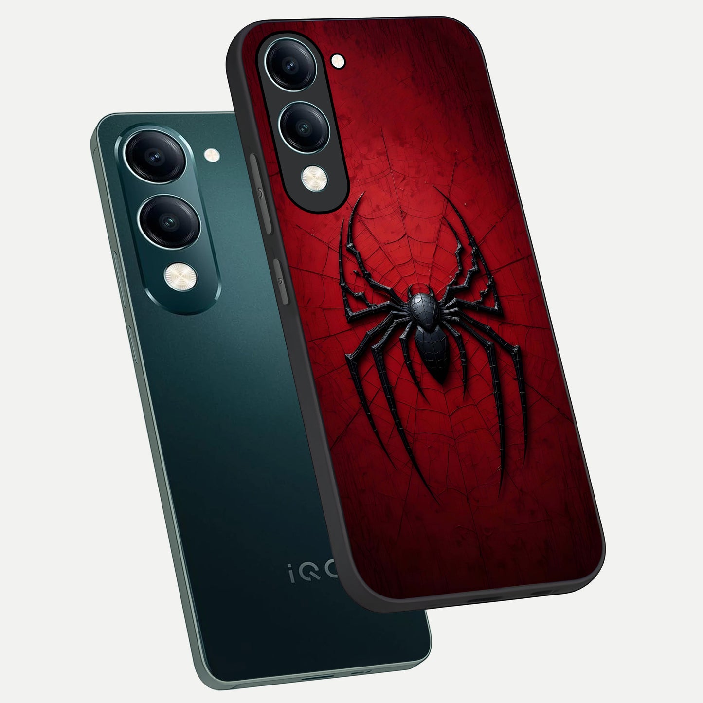  Superhero Web Emblem phone case for iQOO Z10 Lite showing premium glass back cover with detailed artwork