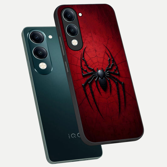  Superhero Web Emblem phone case for iQOO Z10 Lite showing premium glass back cover with detailed artwork