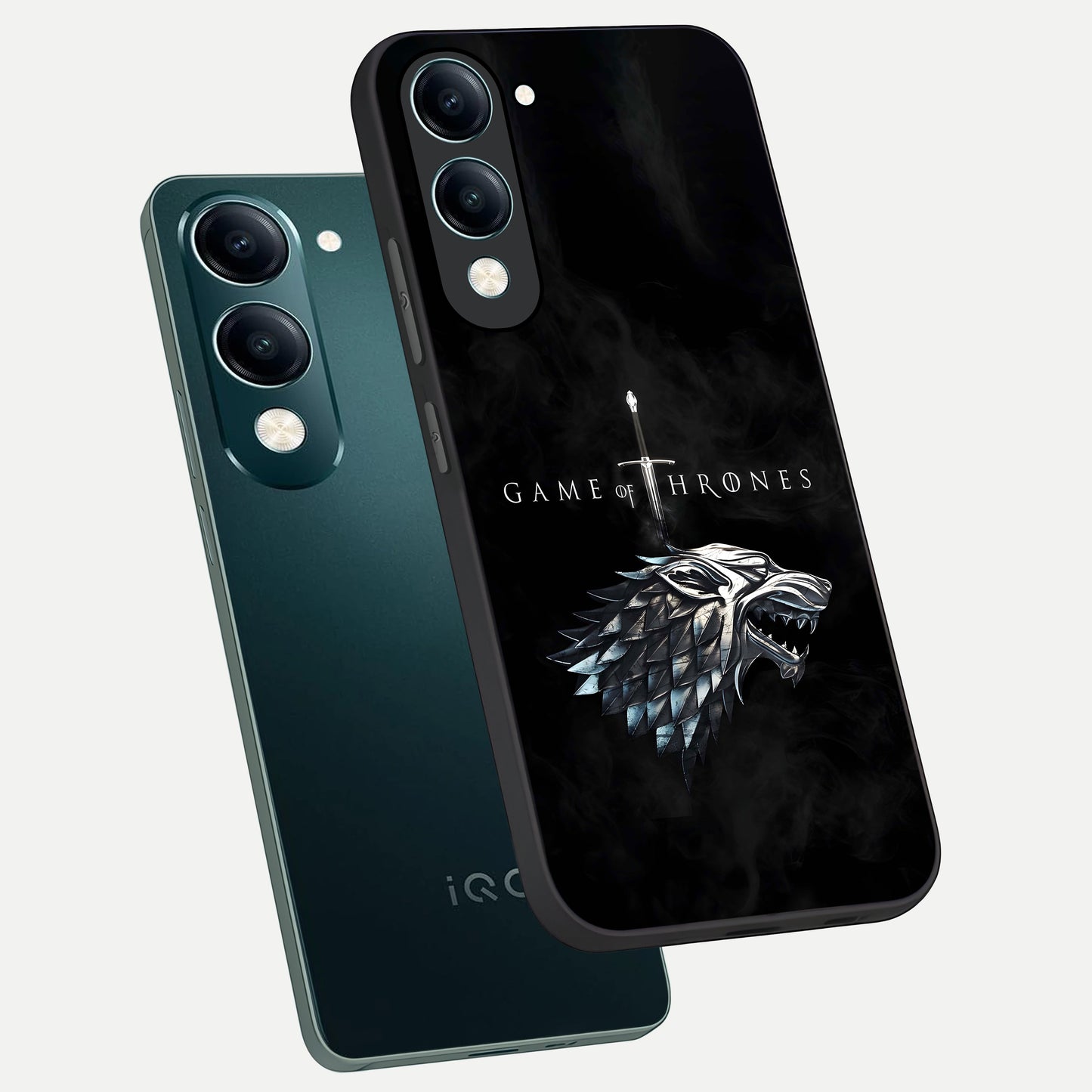  Throne Wolf Legacy phone case for iQOO Z10 lite showing premium glass back cover with detailed artwork