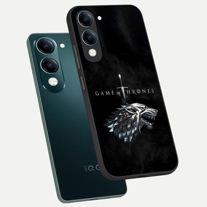  Throne Wolf Legacy phone case for iQOO Z10 lite showing premium glass back cover with detailed artwork