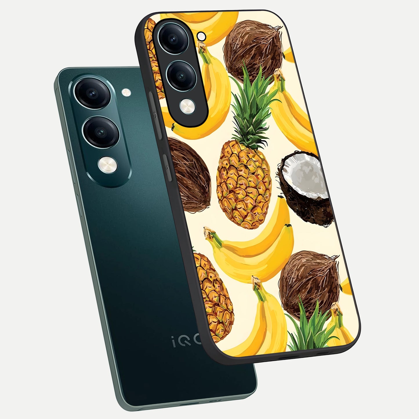  Tropical Fruit Mood phone case for iQOO Z10 lite showing premium glass back cover with detailed artwork