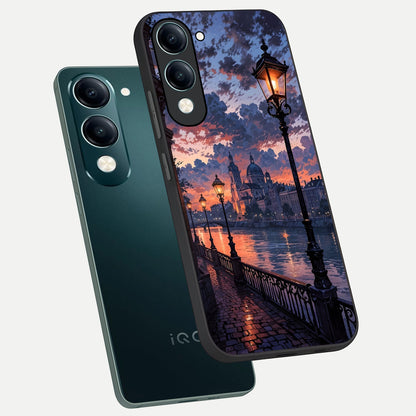  Twilight River Lights phone case for iQOO Z10 Lite showing premium glass back cover with detailed artwork