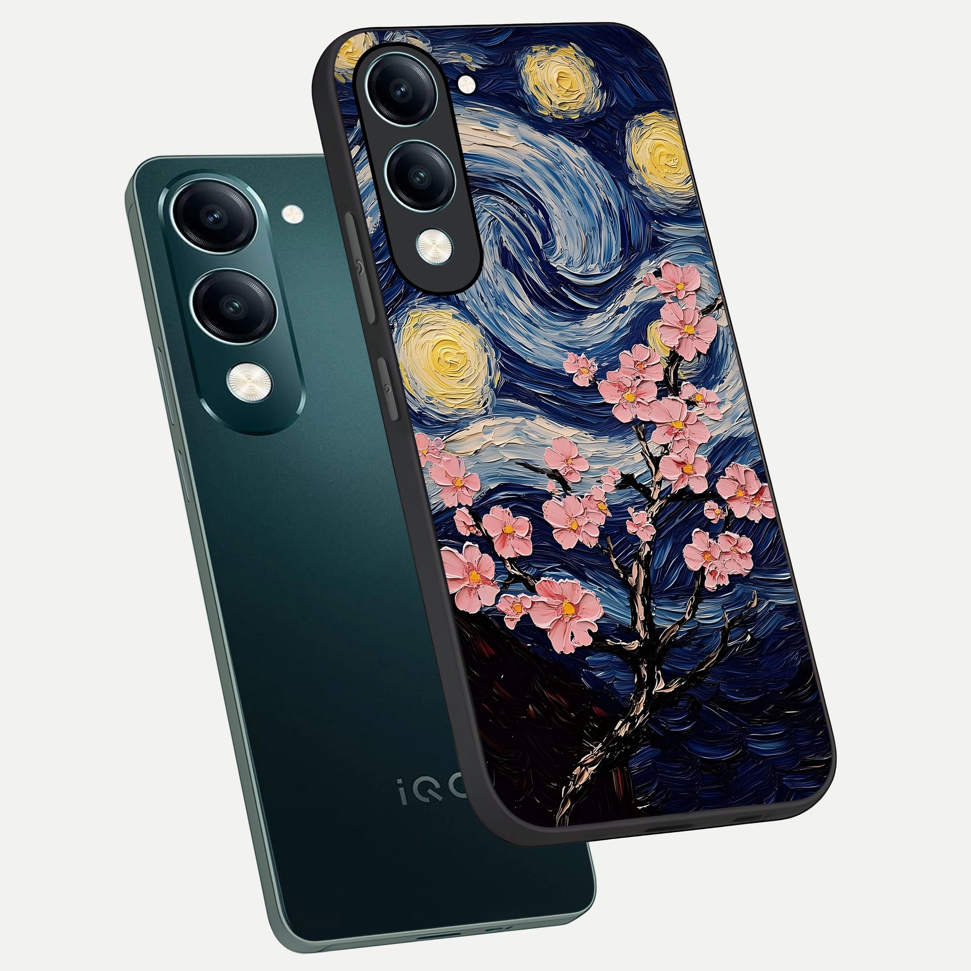  Van Gogh Scenery phone case for iQOO Z10 Lite showing premium glass back cover with detailed artwork